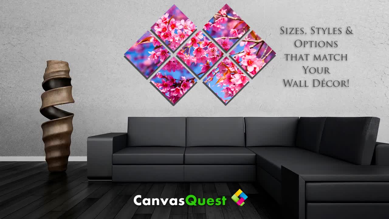 Metal Print - Pink Cherry Blossom - 3 Panel Split (triptych